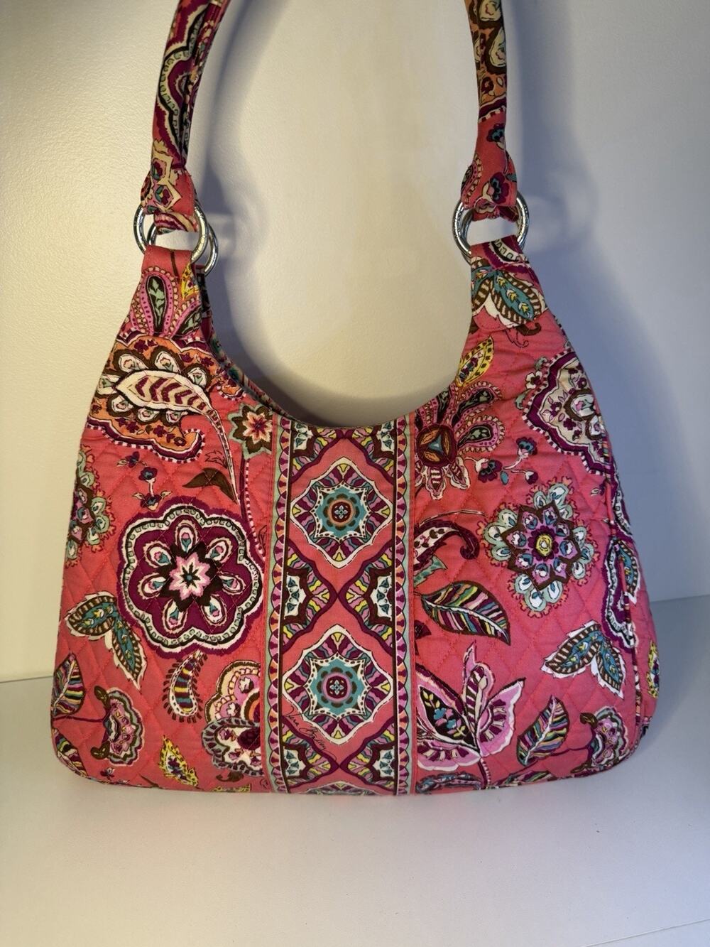 🌸 Vera Bradley Call Me Coral Y2K Hobo Tote Pink Magnetic Closure Shoulder Bag